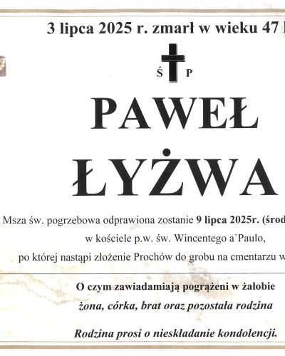 Msza pogrzebowa śp. Pawła Łyżwy