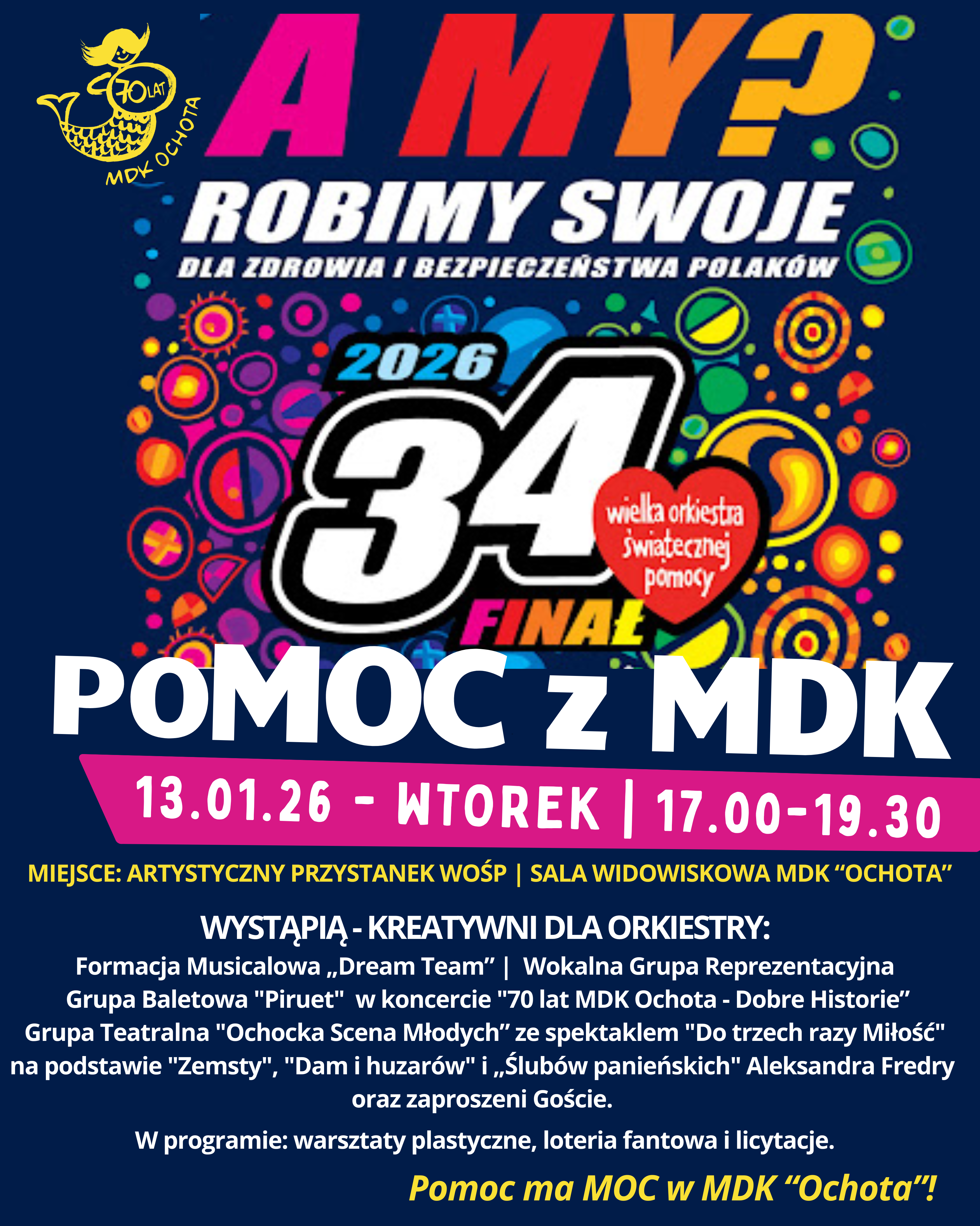 PoMOC ma MOC z MDK "Ochota" - gramy dla 34. Finału Wielkiej Orkiestry Świątecznej Pomocy