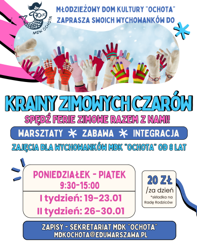 Ferie zimowe 19.01-30.01 - program zajęć