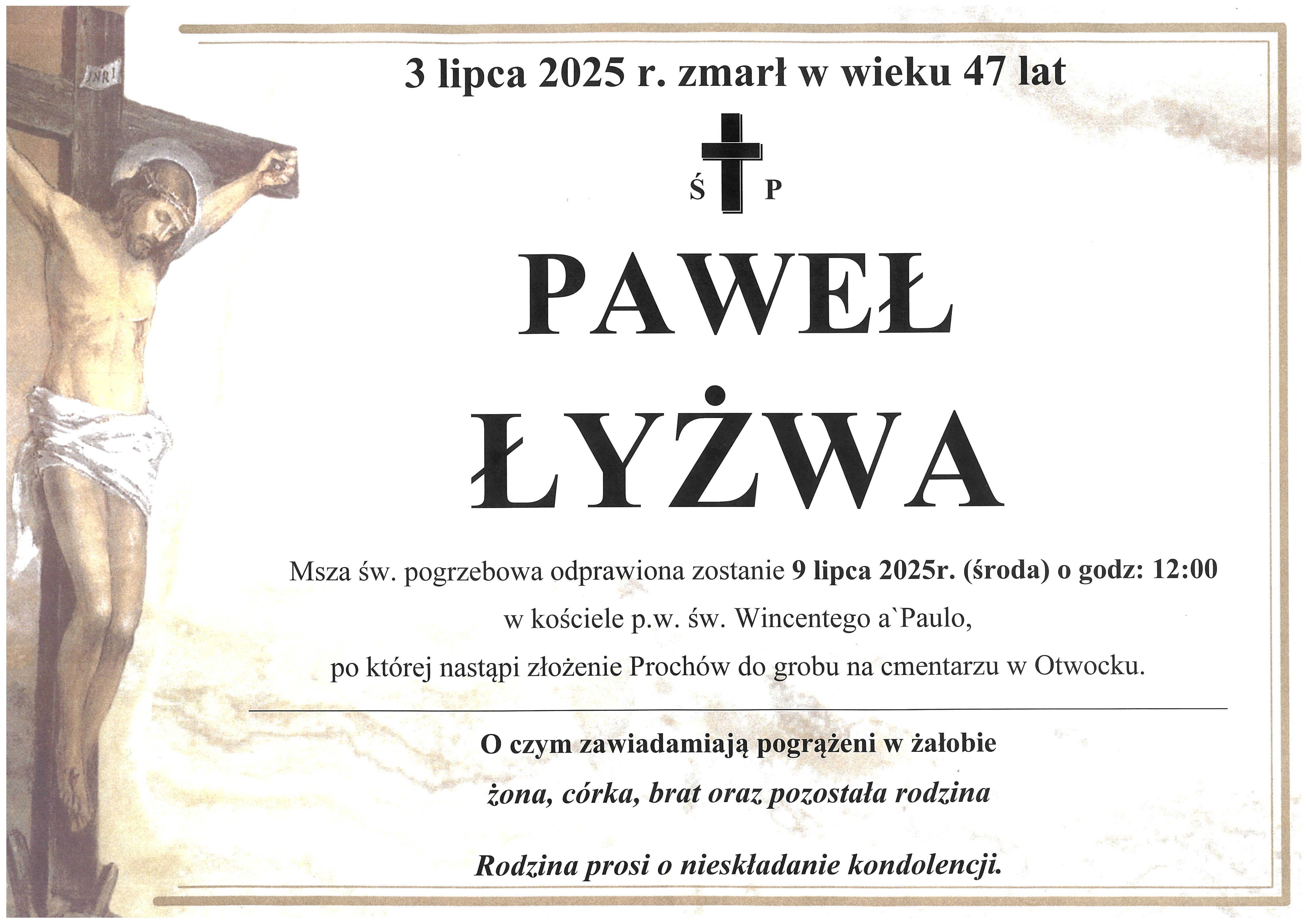 Msza pogrzebowa śp. Pawła Łyżwy